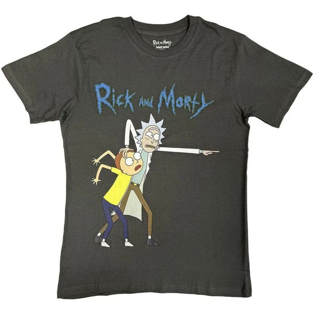 Rick And Morty Unisex Adult Grab And Point T-Shirt / Charcoal Grey